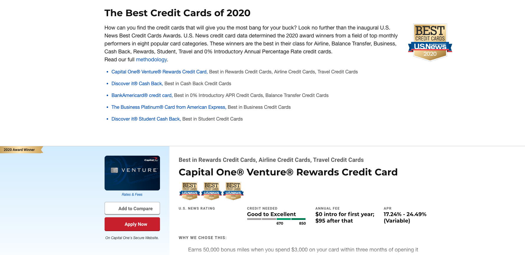 US News landing page